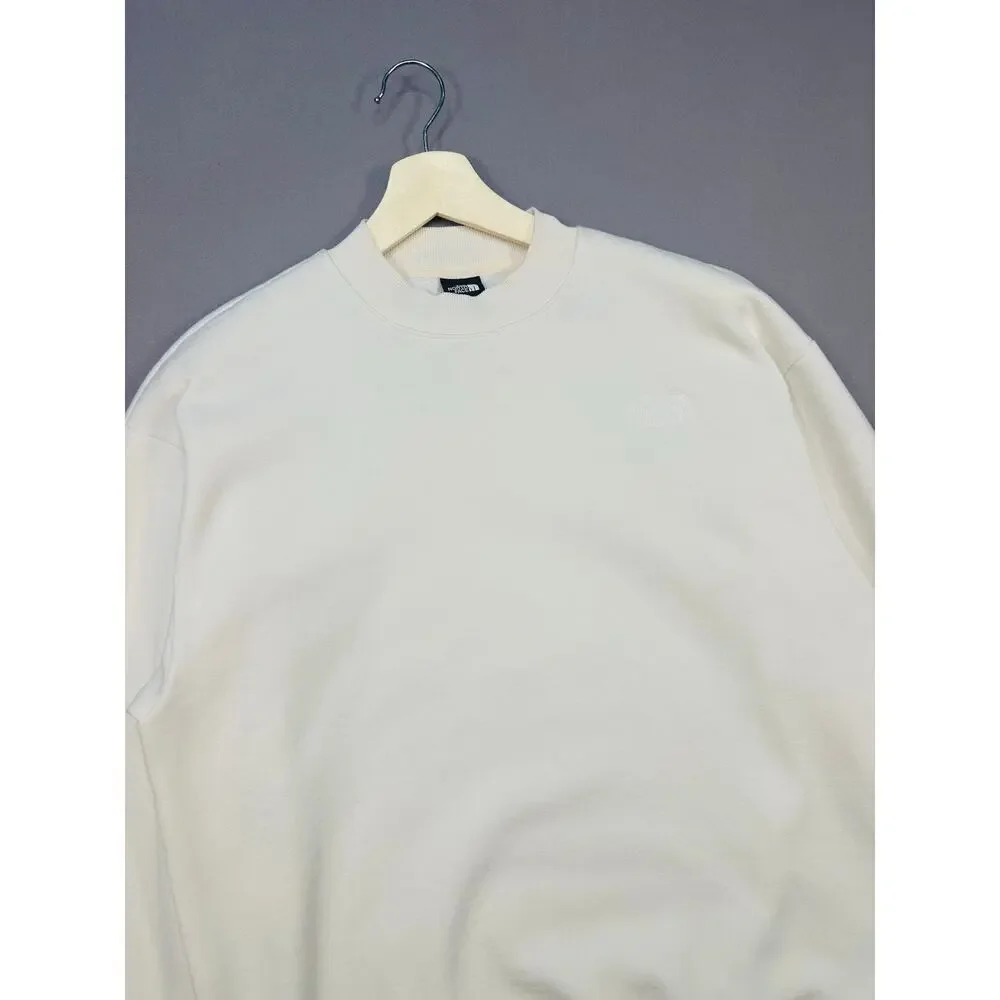 The North Face Solid Off White Crewneck Sweatshirt with Tonal Logo Size Medium